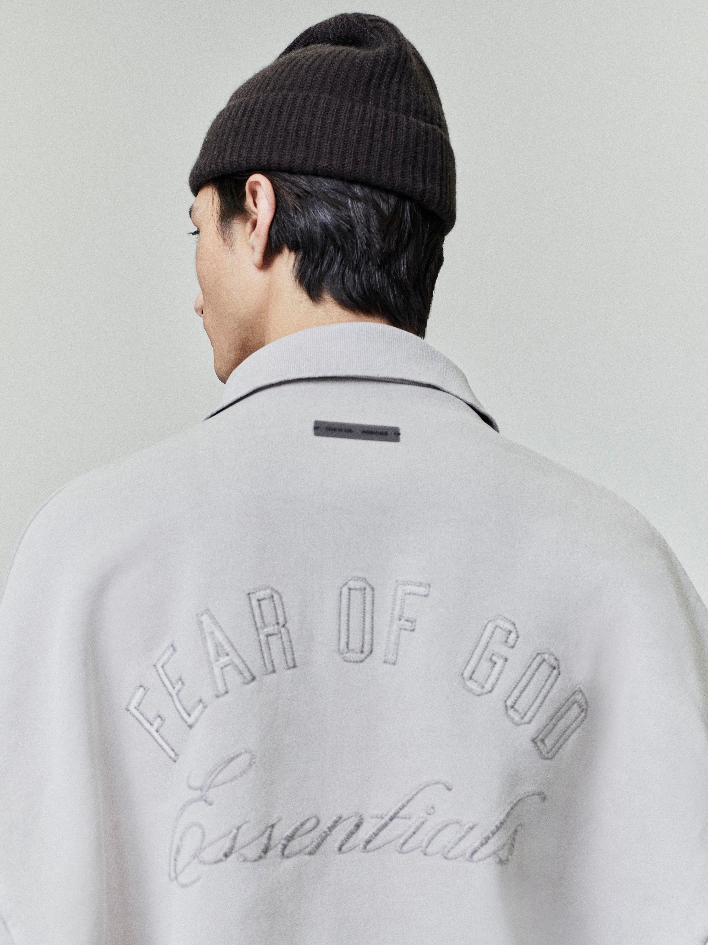 Essentials Embroidered Classic Polo Sweatshirt Smoke Grey