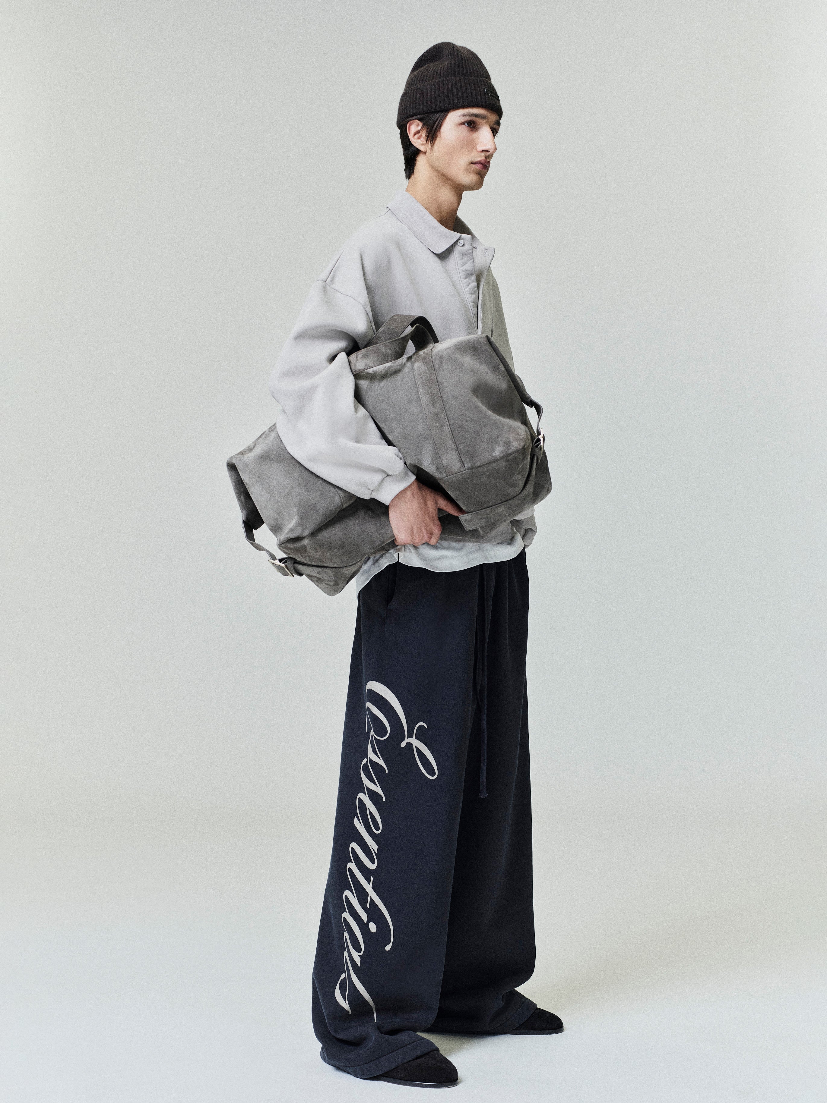 Essentials Embroidered Classic Polo Sweatshirt Smoke Grey