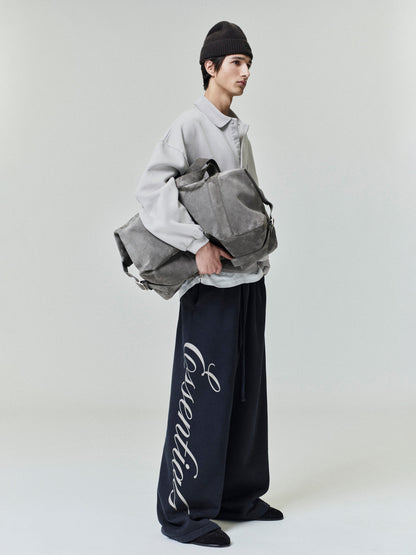 Essentials Embroidered Classic Polo Sweatshirt Smoke Grey