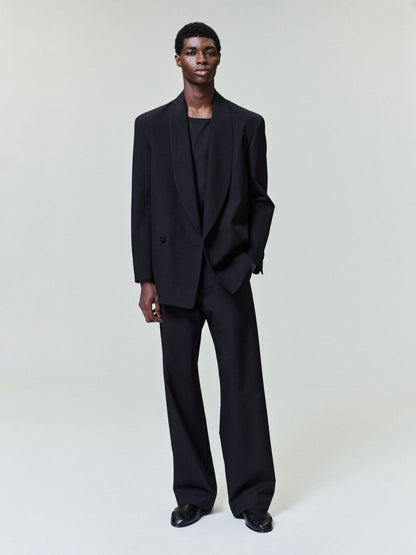 Essentials Wool Poplin Casual Flat Front Pants Black