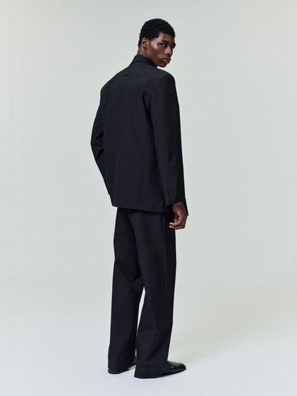 Essentials Wool Poplin Casual Flat Front Pants Black