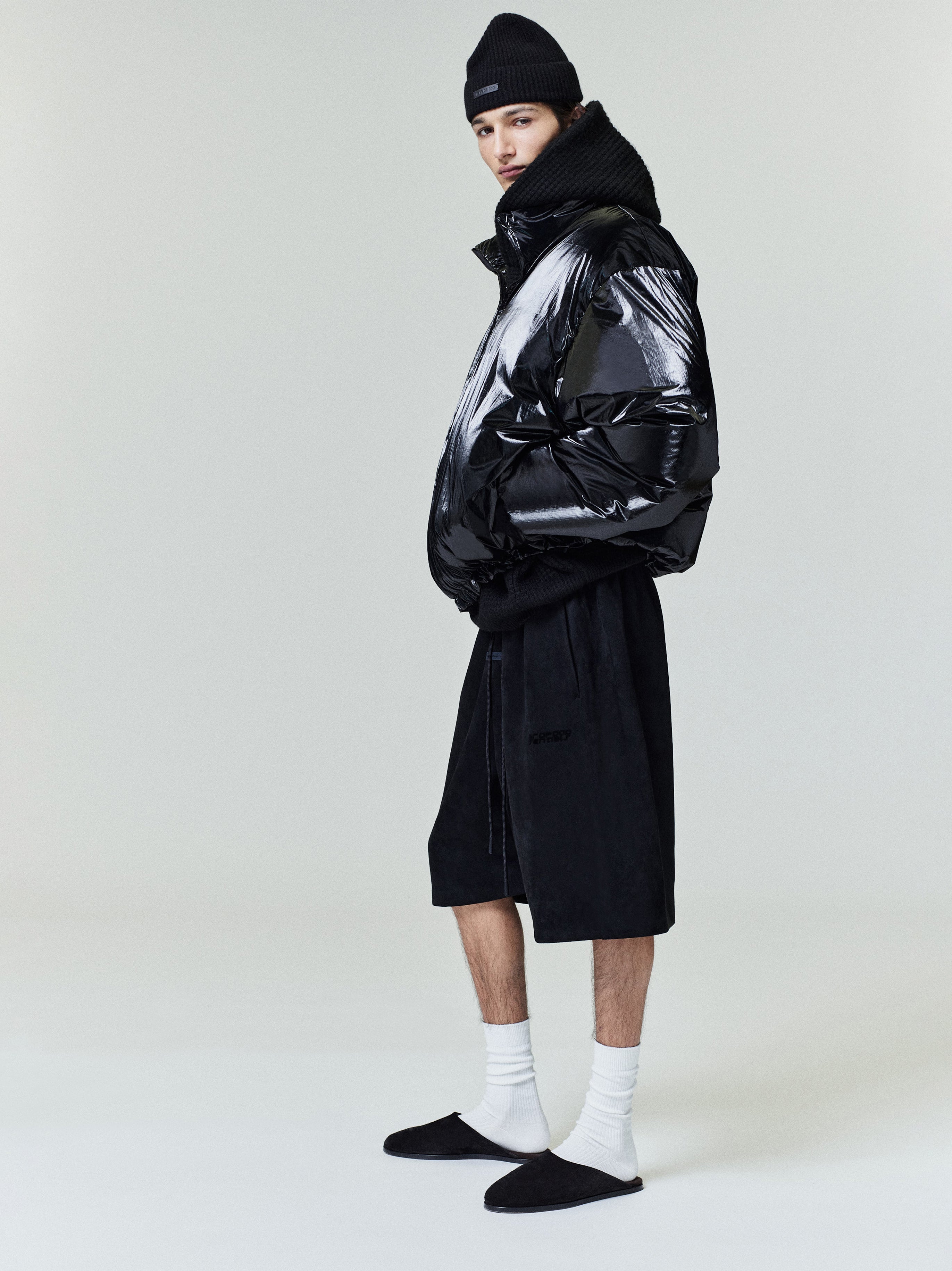 Essentials Ripstop Nylon Puffer Jacket Metallic Black