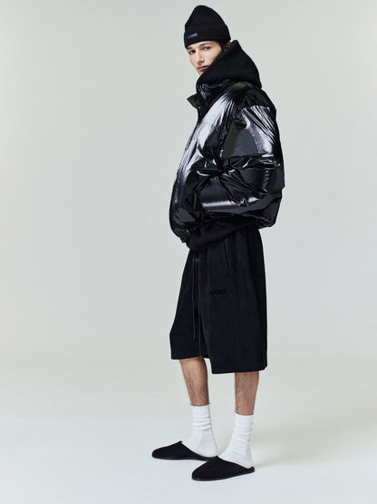 Essentials Ripstop Nylon Puffer Jacket Metallic Black