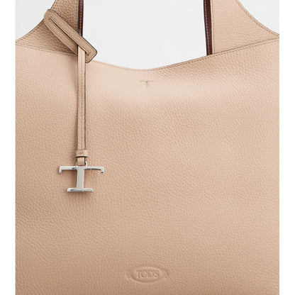 Tods Shopping Bag In Leather Medium Pink