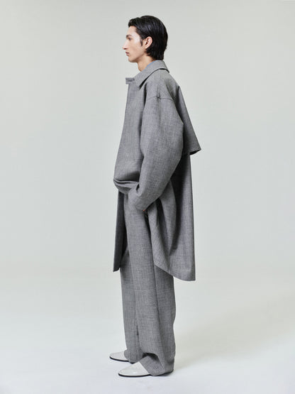 Essentials Mouline Wool Relaxed Trench Coat Off White/Black