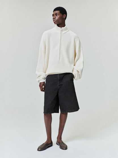 Essentials Zip-Up Sweater Long Sleeve Cream