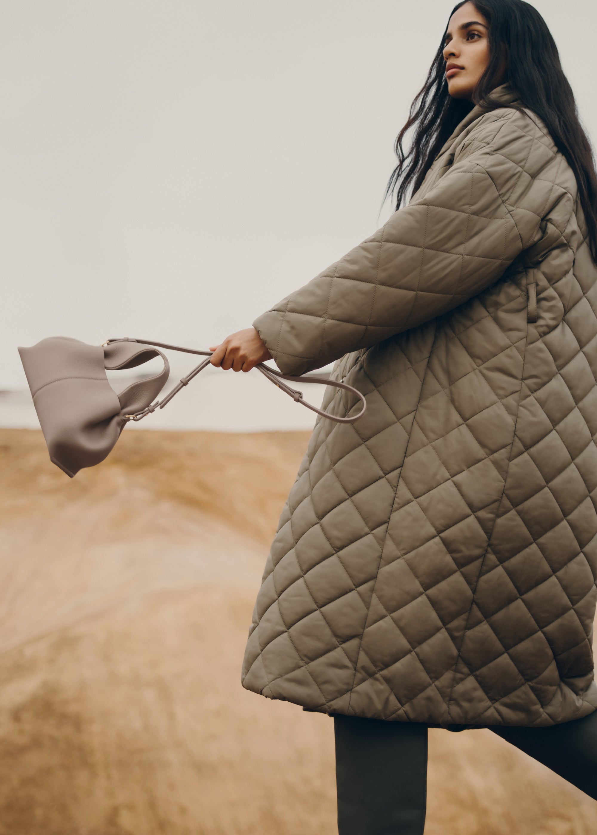 Polene Numero Neuf Mini Textured Taupe