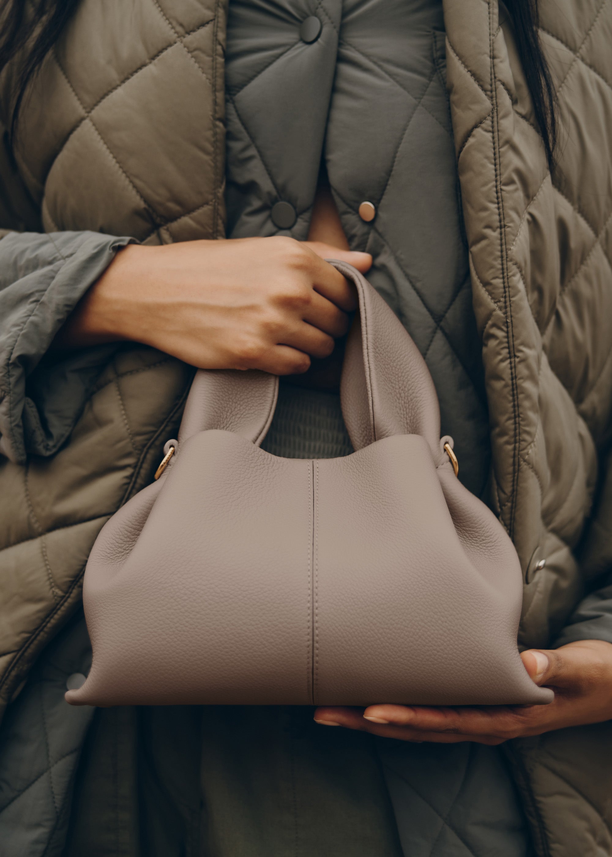 Polene Numero Neuf Mini Textured Taupe | Buy Bags Online in India