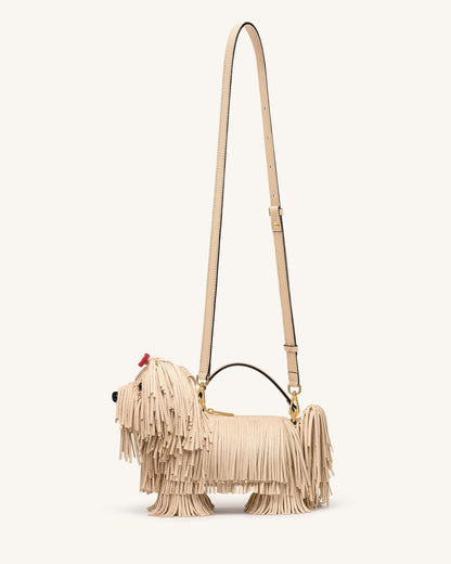 Jw Pei Coco Shaggy Dog Shaped Handle Bag Apricot