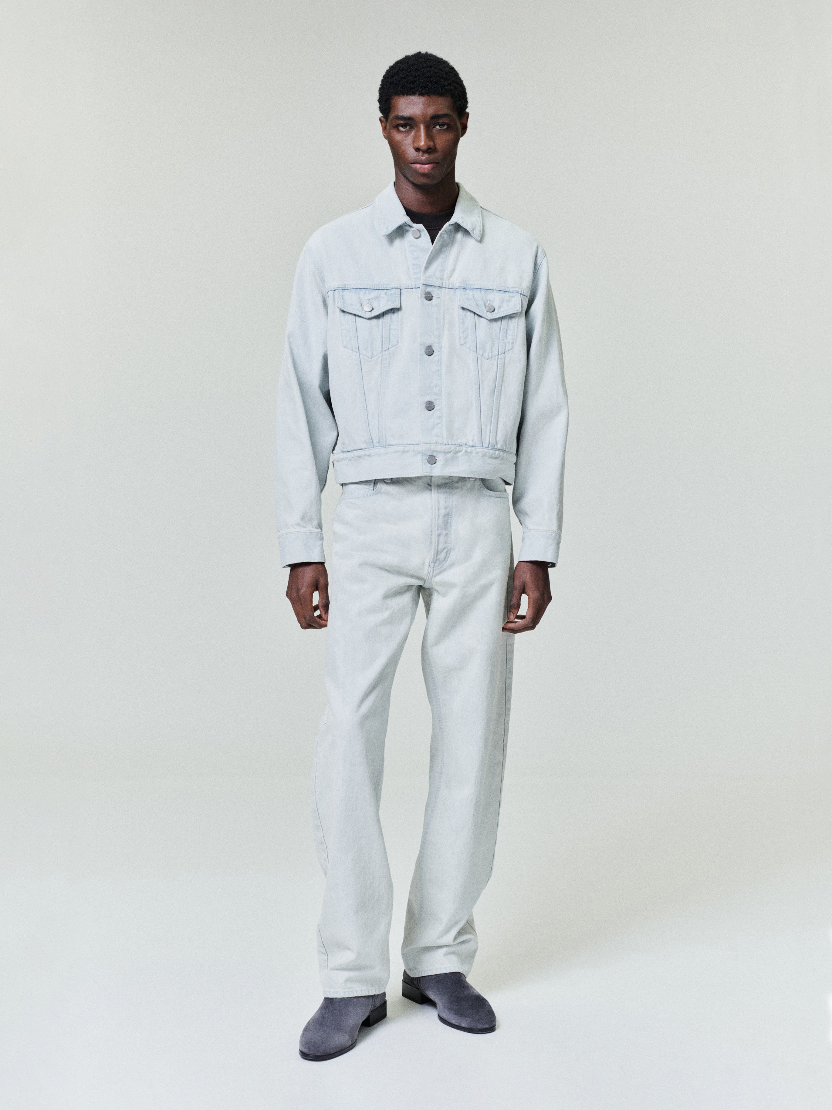 Essentials Bleach Washed Denim Straight 5 Pocket Bleach Wash