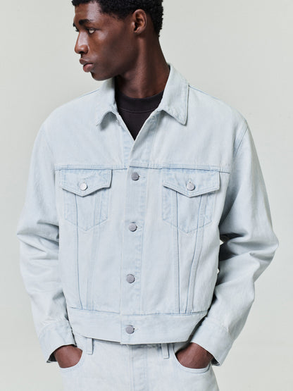 Essentials Bleached Denim Classic Trucker Jacket Bleach Wash