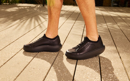 Oofos Men's Slip-On Leather Shoe Black