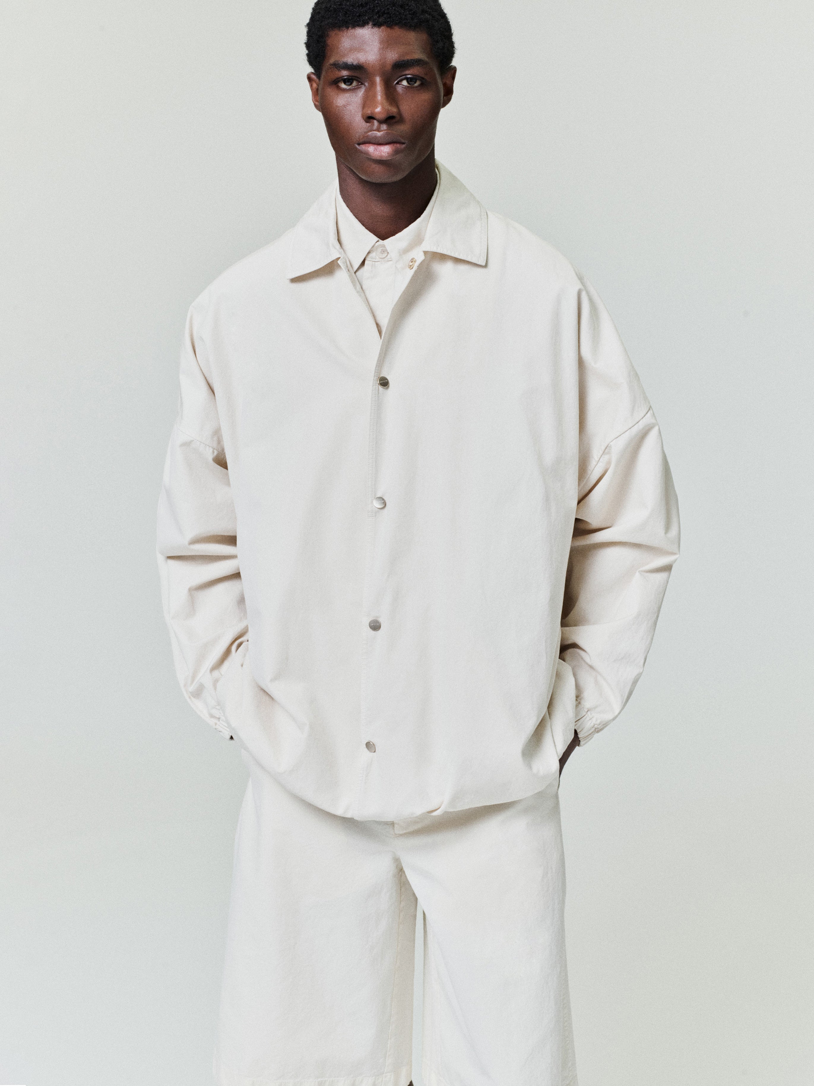 Essentials Garment Dyed Cotton Windbreaker Natural
