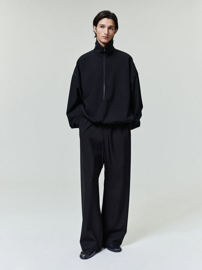 Essentials Wool Ripstop Half Zip Track Jacket Black