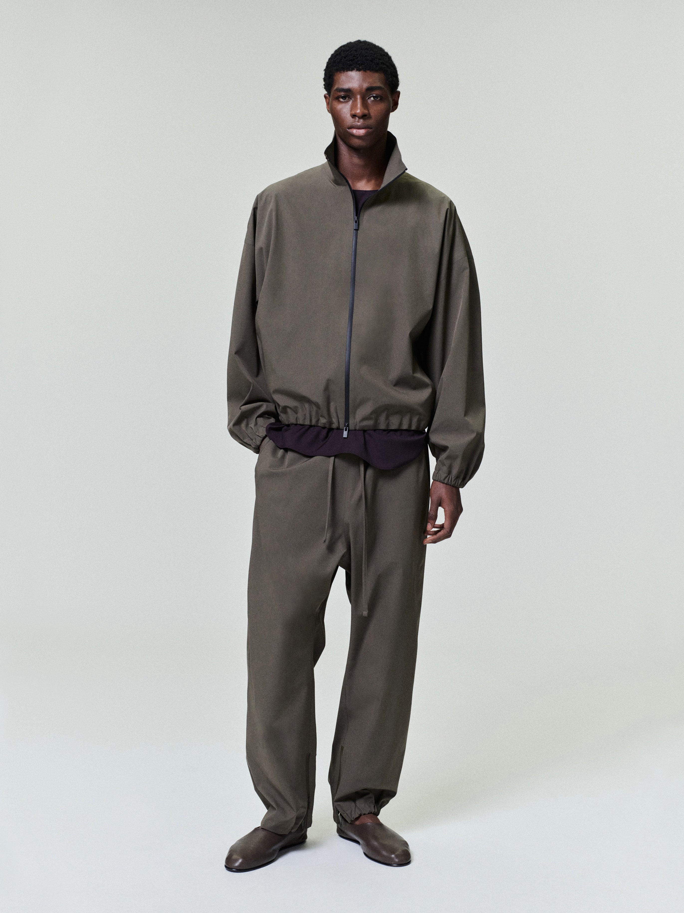 Essentials Bonded Nylon Tech Track Jacket Forest