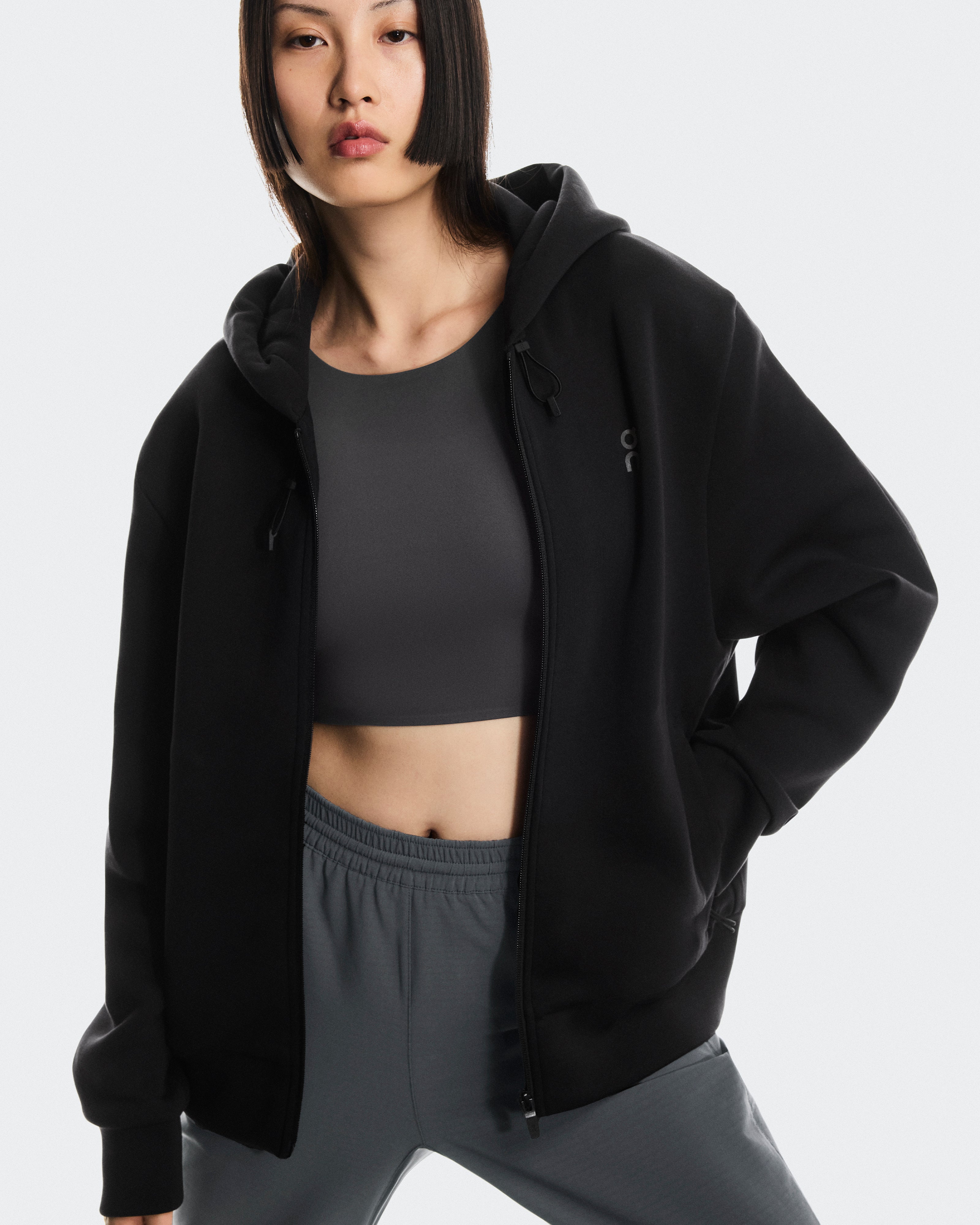 On Focus Tech Zip Hoodie Black (Women's)