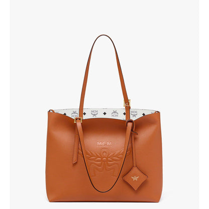 MCM Himmel Shopper In Embossed Logo Leather