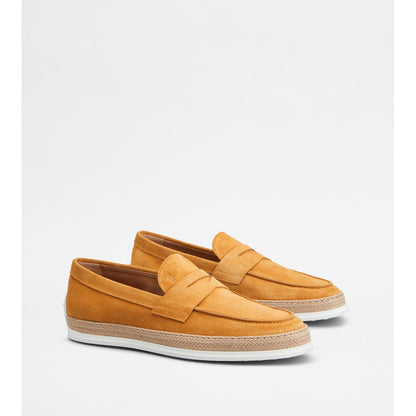Tods Loafers In Suede Yellow Mens