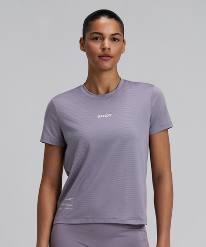 Bandit Womens Micromesh Run Tee Violet Fog