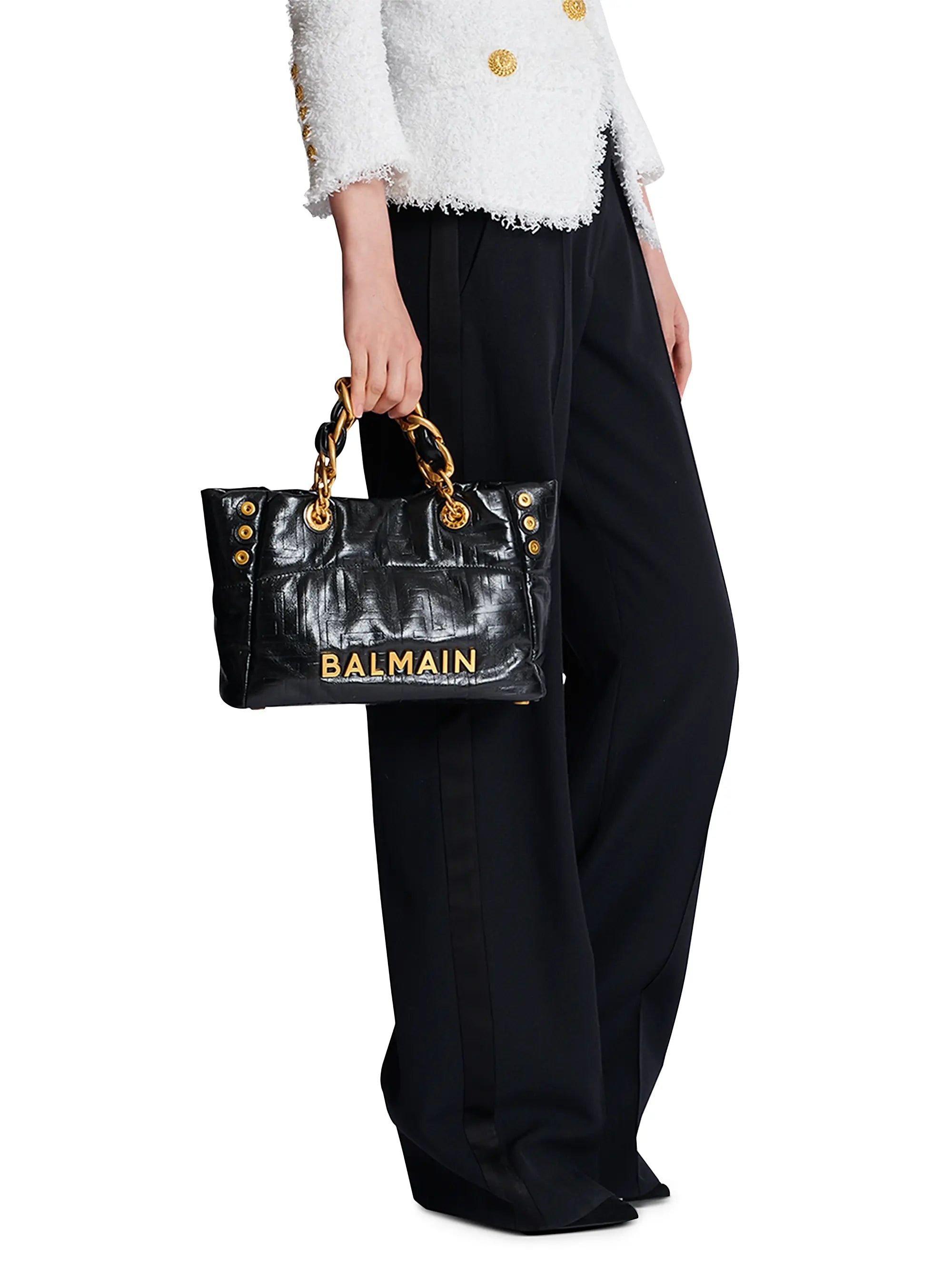 Balmain Small 1945 Leather Tote Bag