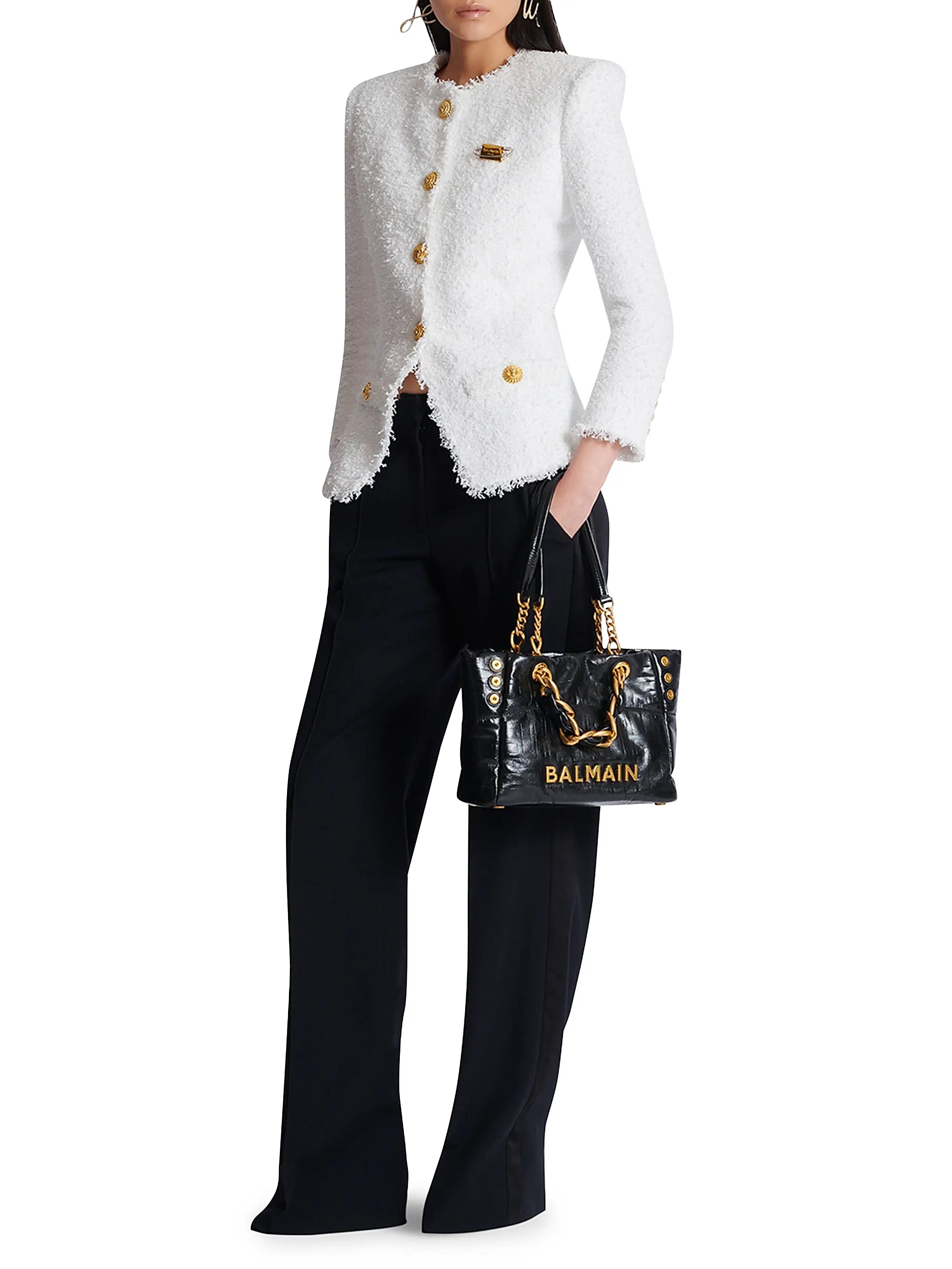 Balmain Small 1945 Leather Tote Bag