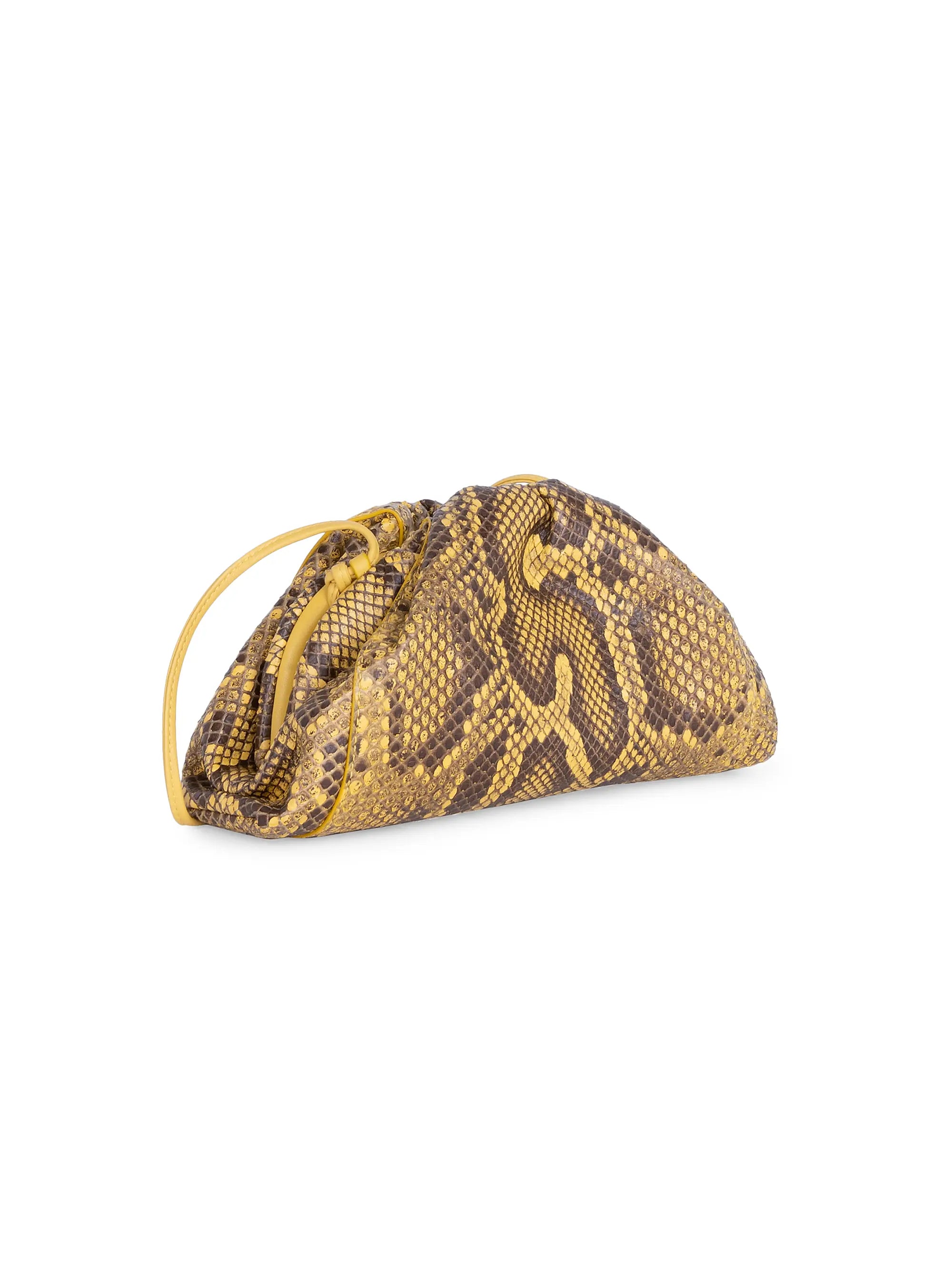 Bottega Veneta Small The Pouch Python-Embossed Leather Clutch