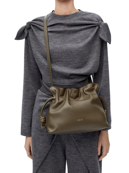 LOEWE Flamenco Drawstring Smooth Leather Clutch