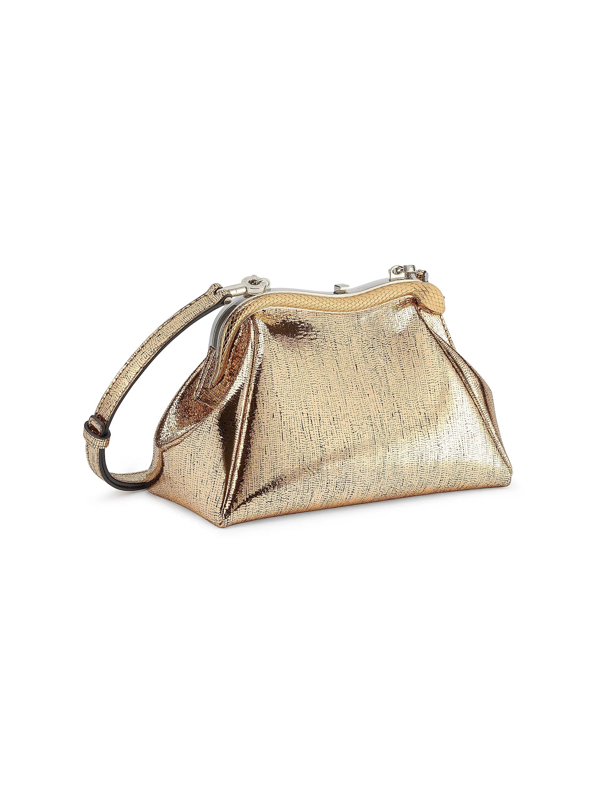 BVLGARI Serpentine Metallic Leather Clutch