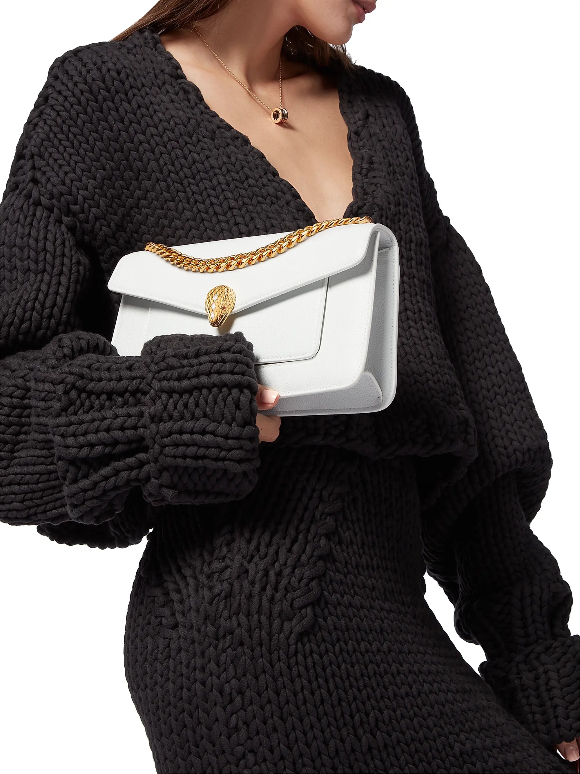 BVLGARI Serpenti E/W Maxi Chain Leather Shoulder Bag
