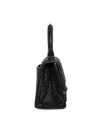 Balenciaga Hourglass XS Suede Top Handle Bag with Chain and Rhinestones