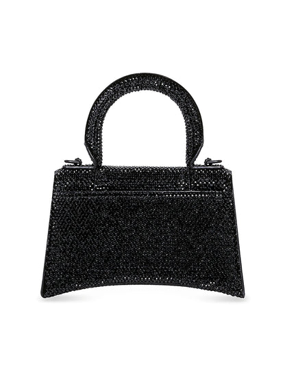 Balenciaga Hourglass XS Suede Top Handle Bag with Chain and Rhinestones