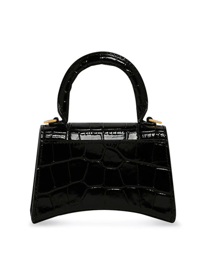 Balenciaga Hourglass Mini Handbag With Chain Crocodile Embossed