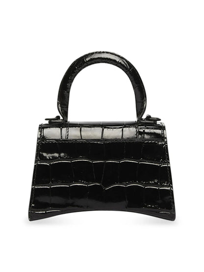 Balenciaga Hourglass Mini Handbag With Chain Crocodile Embossed