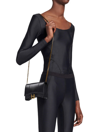 Balenciaga Hourglass Box Leather Wallet on Chain