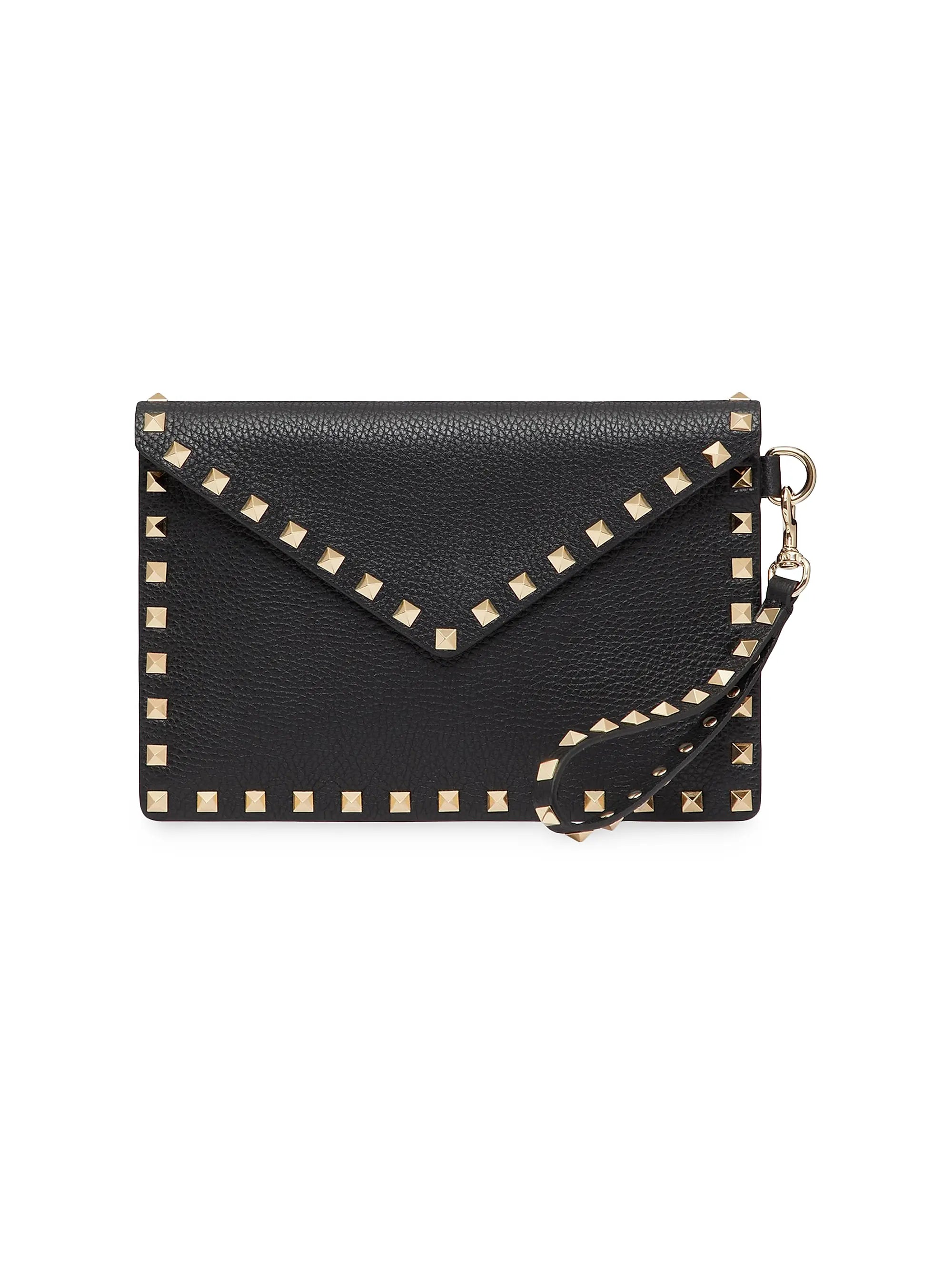 Valentino Garavani Rockstud Grainy Calfskin Pouch