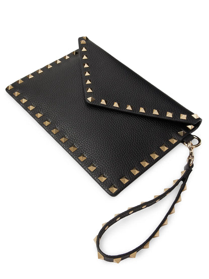 Valentino Garavani Rockstud Grainy Calfskin Pouch