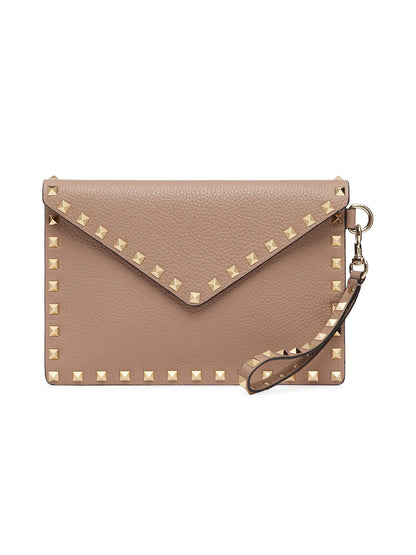 Valentino Garavani Rockstud Grainy Calfskin Pouch
