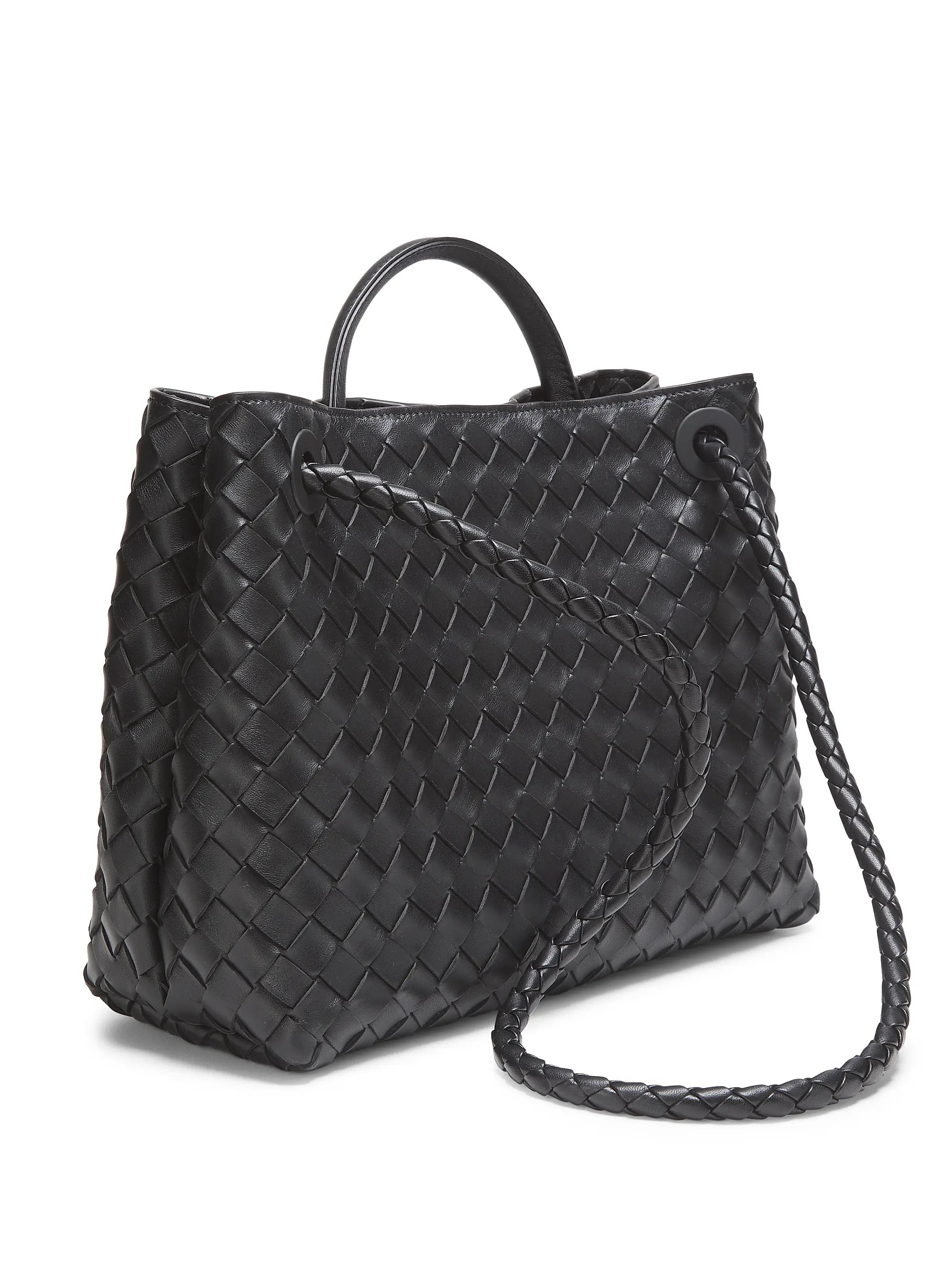 Bottega Veneta Medium Andiamo Intrecciato Leather Top-Handle Bag