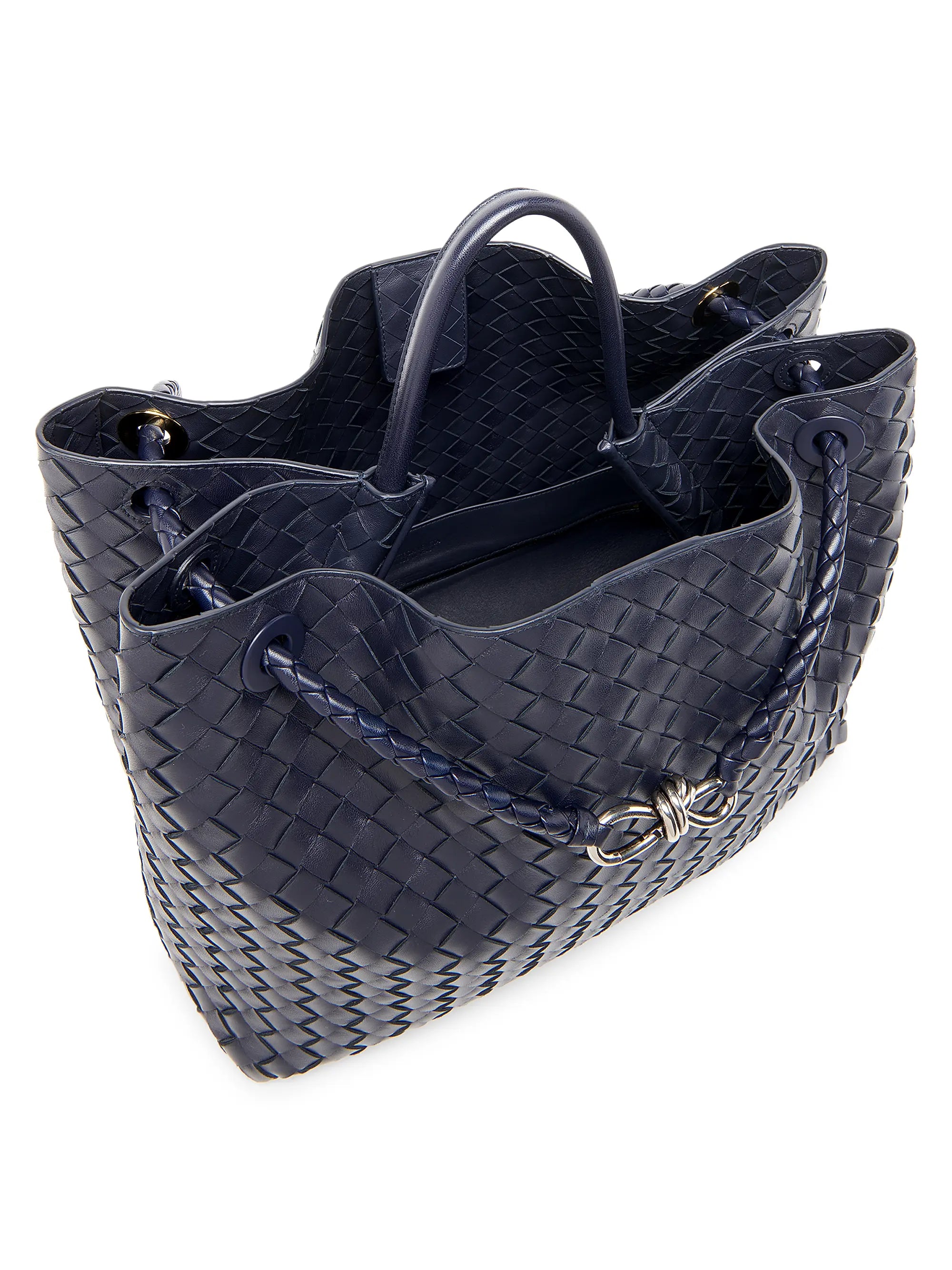 Bottega Veneta Large Andiamo Intrecciato Leather Top-Handle Bag