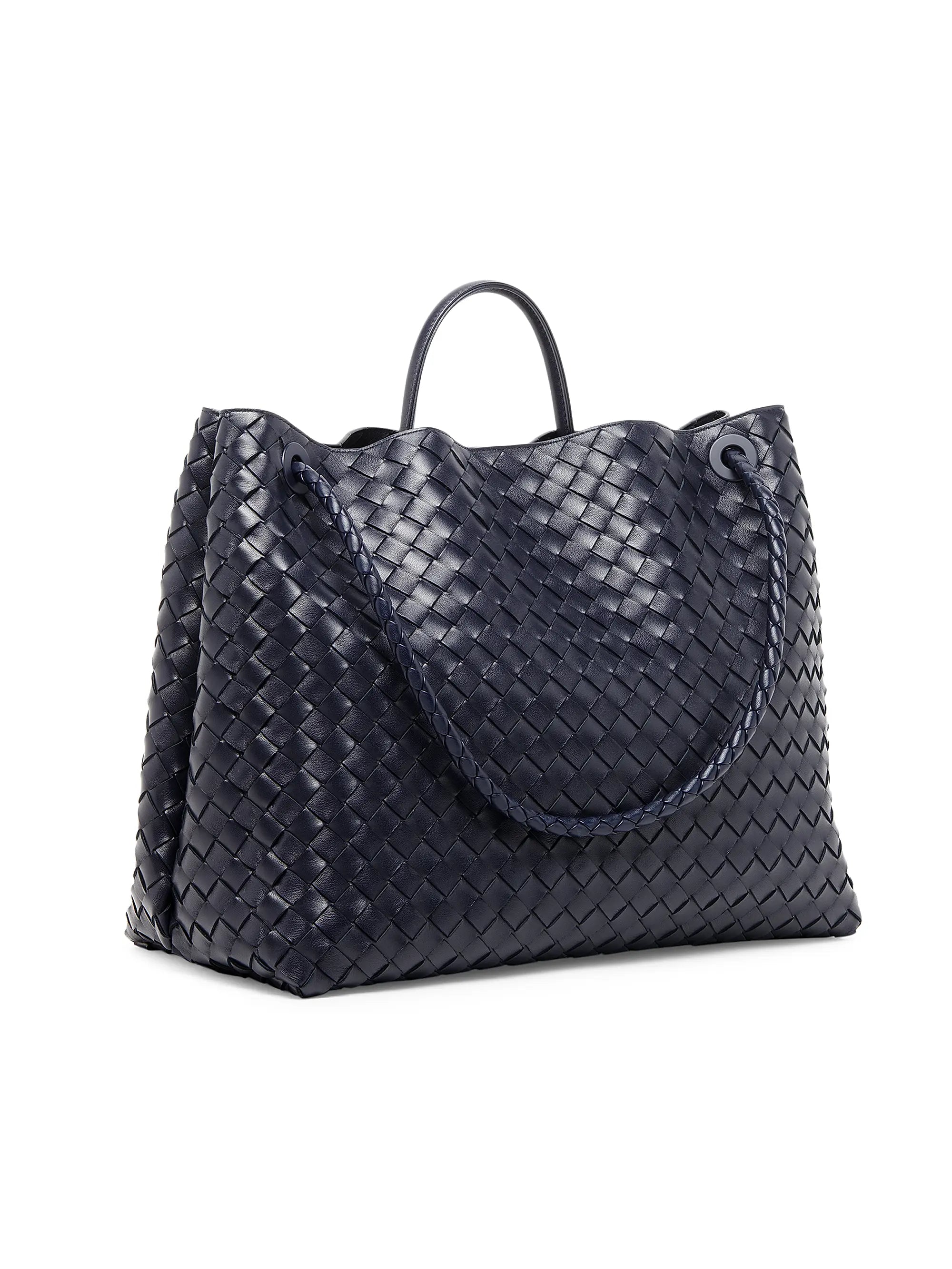 Bottega Veneta Large Andiamo Intrecciato Leather Top-Handle Bag