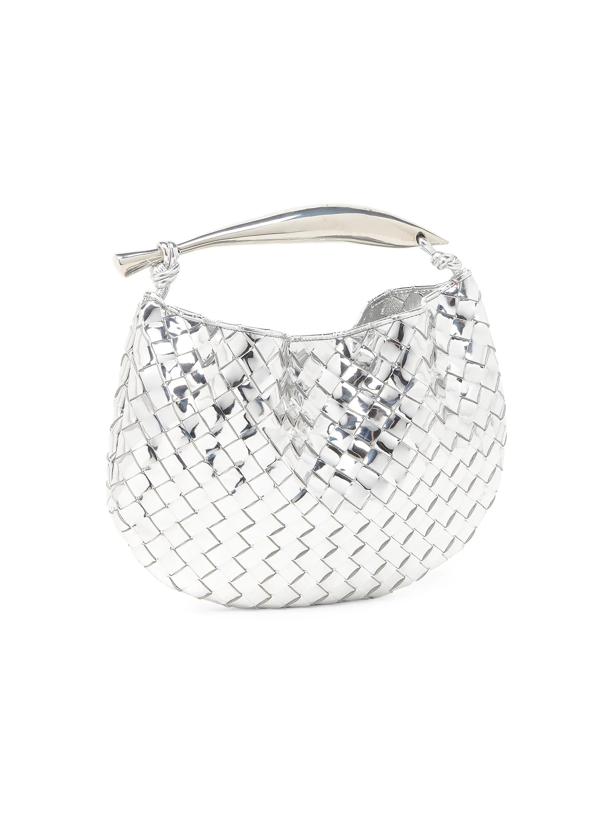 Bottega Veneta Sardine Intrecciato Metallic Leather Top-Handle Bag