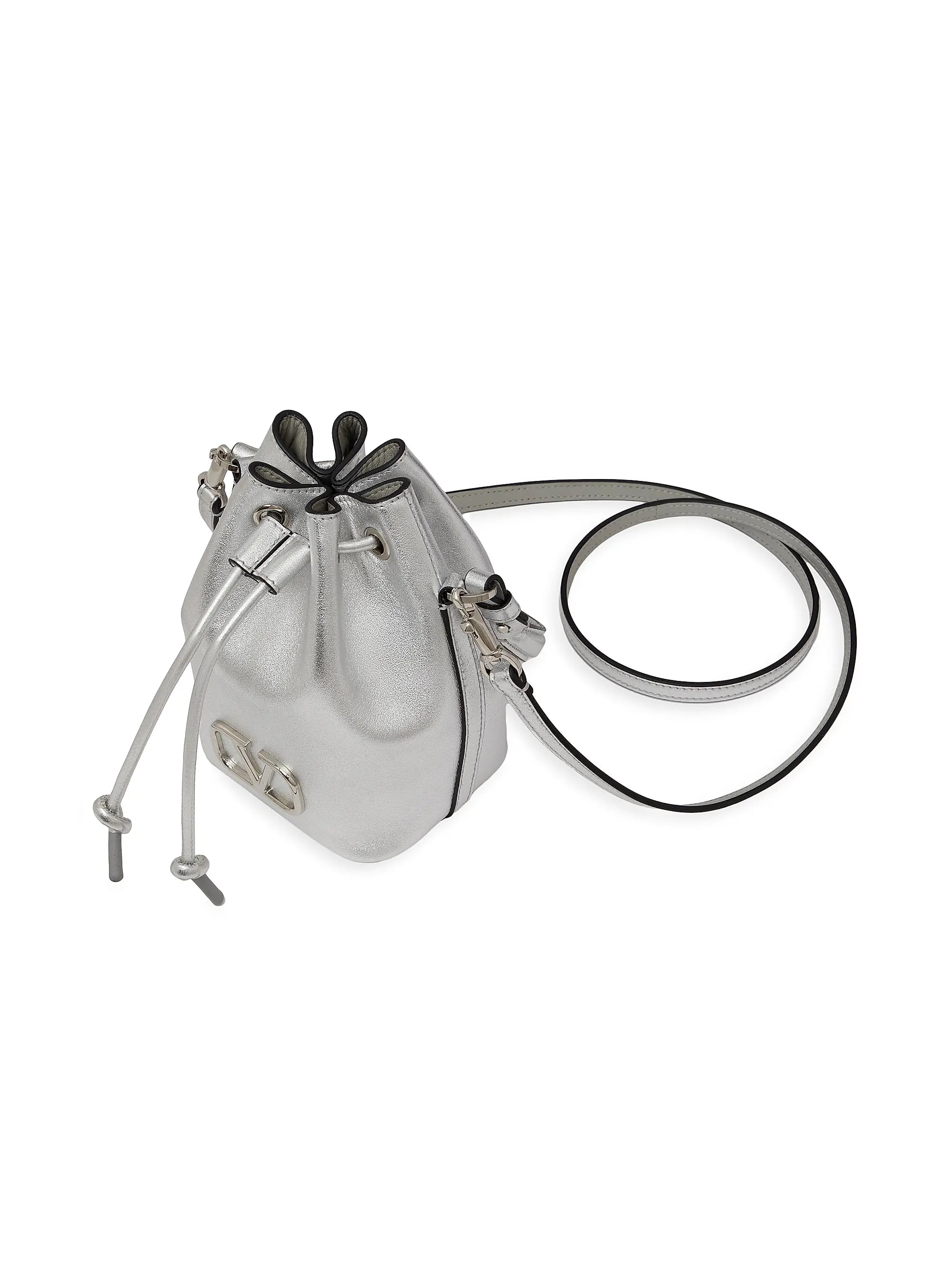 Valentino Garavani Mini Vlogo Signature Bucket Bag In Metallic Nappa Leather