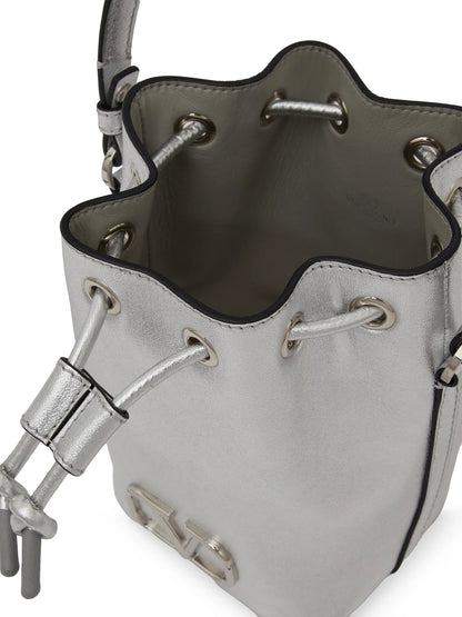 Valentino Garavani Mini Vlogo Signature Bucket Bag In Metallic Nappa Leather