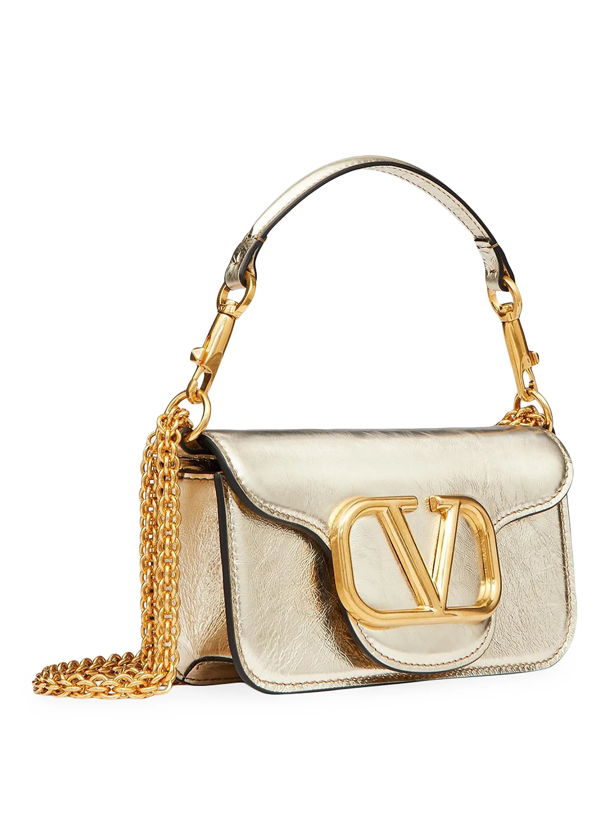 Valentino Garavani Small Locò Metallic Calfskin Bag