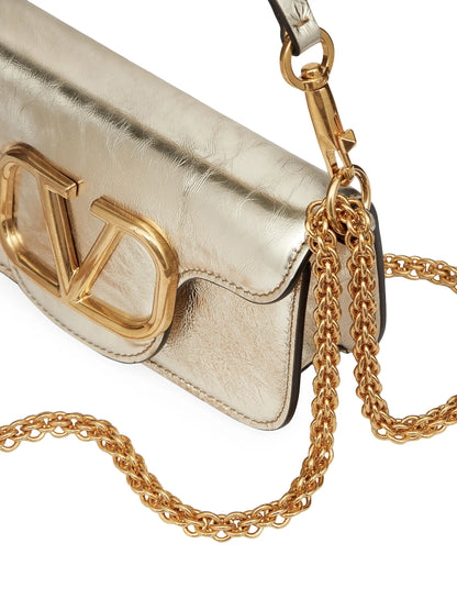 Valentino Garavani Small Locò Metallic Calfskin Bag