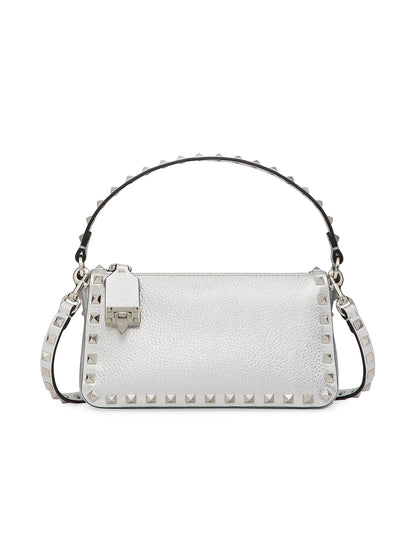 Valentino Garavani Small Rockstud Grainy Metallic Calfskin Crossbody Bag