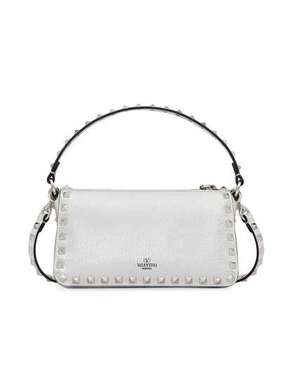 Valentino Garavani Small Rockstud Grainy Metallic Calfskin Crossbody Bag