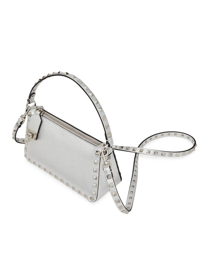 Valentino Garavani Small Rockstud Grainy Metallic Calfskin Crossbody Bag