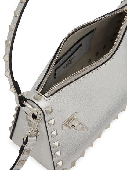 Valentino Garavani Small Rockstud Grainy Metallic Calfskin Crossbody Bag