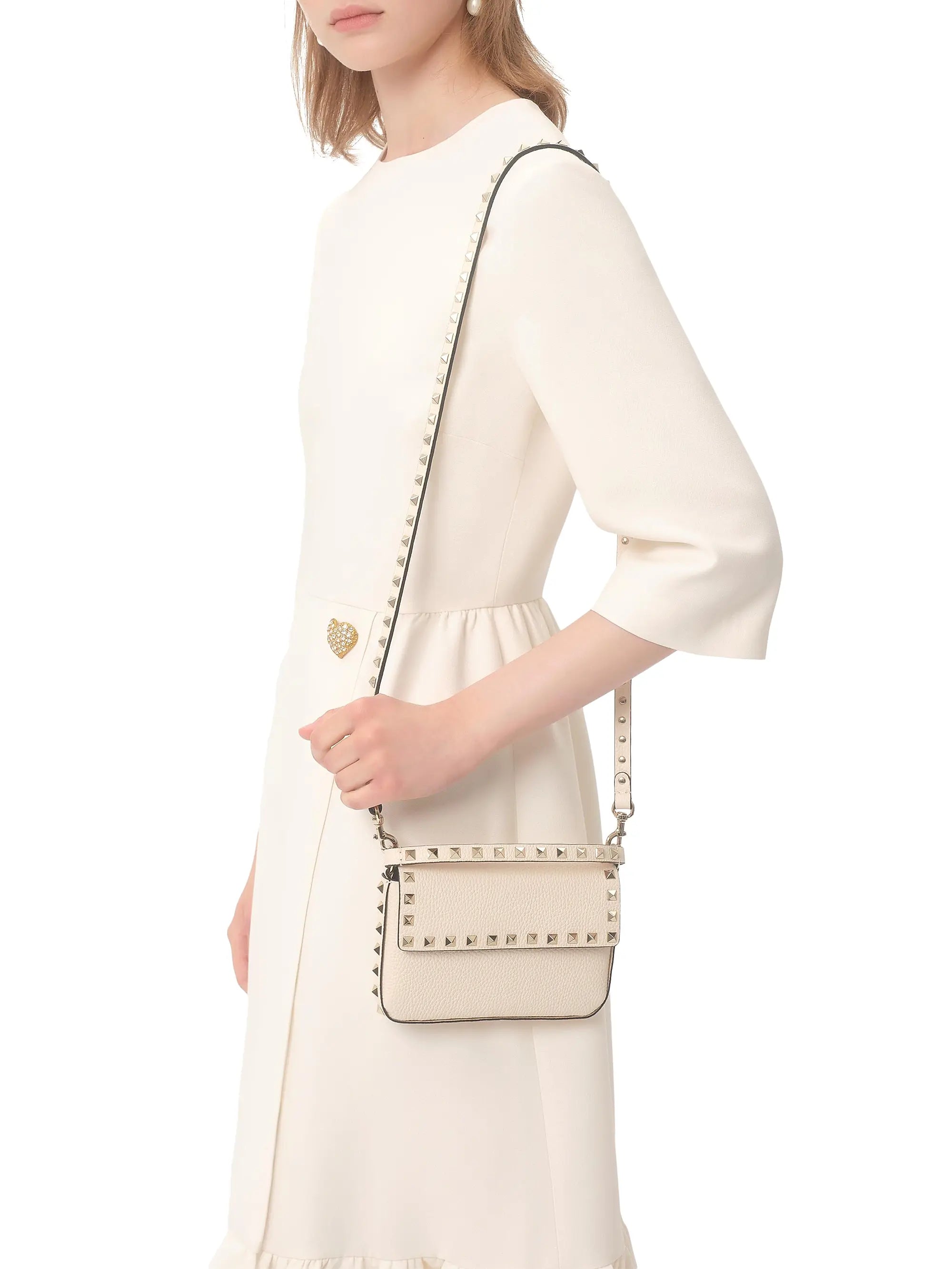 Valentino Garavani Rockstud Grainy Calfskin Pouch